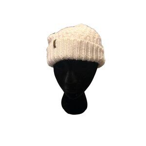 Eddie Bauer Cream Colored Waffle Knit Pom Beanie Women's One Size